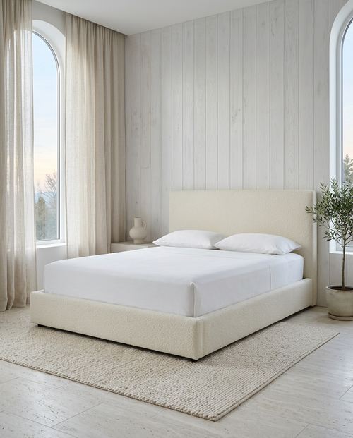 Bast & Co sheets in a Scandinavian whitewashed bedroom