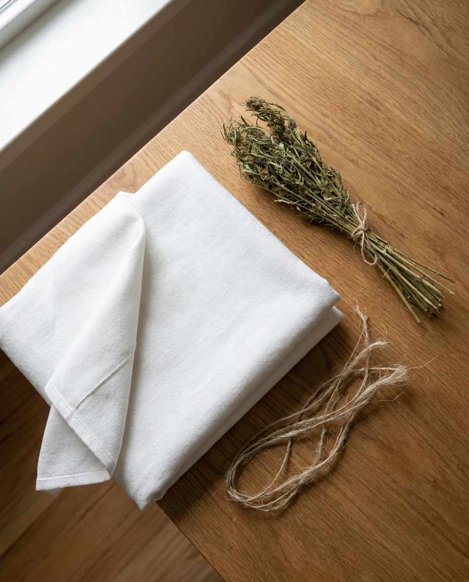 Bast & Co organic cotton-hemp fabric next to raw hemp fiber
